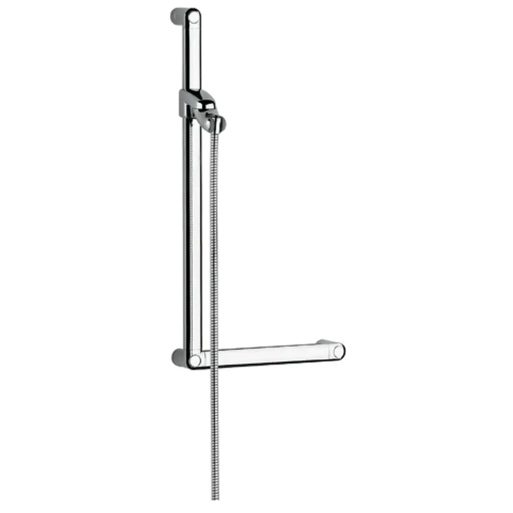 Wandstange in chromfarbenem Finish von Kludi mit horizontalem Griff, geeignet zur Montage in Bädern. Durchgehende, schlanke Bauform für Halte- und Unterstützungsmöglichkeiten.